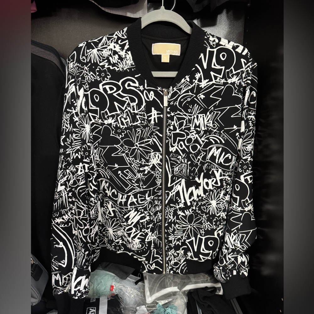 Michael Kors Graffiti Bomber Jacket - Women’s XL